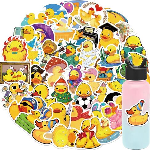 Duck Stickers, Duck Stickers for Kids, 50PCS Waterproof Stickers for Water Bottles,Laptop, Birthday Party Supplies in Saudi Arabia