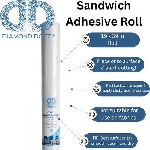 Diamond Dotz Sandwich لاصق لفة 19x39 - لوحة اللوحة الماسية ، ورق فني ، لوازم الحرف لمشاريع الفنون الماسية والحرف اليدوية DIY in Saudi Arabia