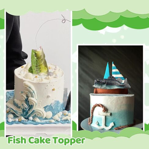 2 بيس كيك صيد الكعكة توبيخ صيد الأسماك ديكورات السمك عيد ميلاد ديكورات الأسماك الكعكة أعلى لزخارف حفلة عيد الميلاد in Kuwait