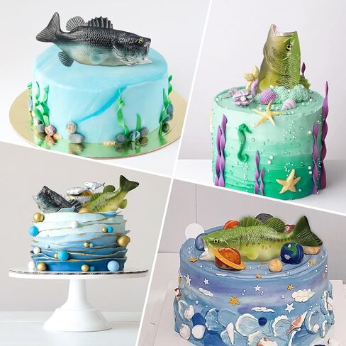 2 بيس كيك صيد الكعكة توبيخ صيد الأسماك ديكورات السمك عيد ميلاد ديكورات الأسماك الكعكة أعلى لزخارف حفلة عيد الميلاد in Kuwait