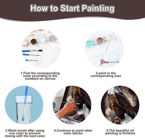 SENQAO Eagle Paint by Number for Adults Framed Canvas, DIY Arts and Crafts for Adults Beginner with Wooden Easel, Paint Brushes, Acrylic Paint Set for Home Wall Decor 12x16inch in Saudi Arabia