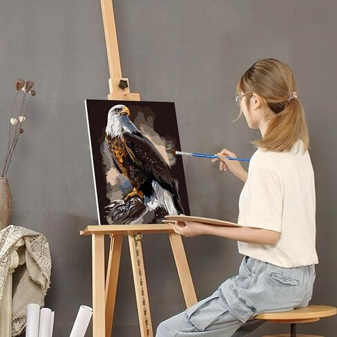 SENQAO Eagle Paint by Number for Adults Framed Canvas, DIY Arts and Crafts for Adults Beginner with Wooden Easel, Paint Brushes, Acrylic Paint Set for Home Wall Decor 12x16inch in Saudi Arabia