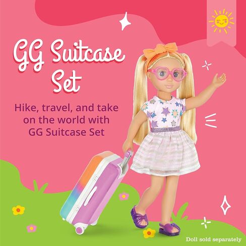 Glitter Girls – Suitcase & Fashion Set – Luggage with 3 Mix & Match Outfits & Heart Glasses – Rainbow Pajama, Swimsuit, Star-Print Dress – 14-inch Doll Clothes & Accessories for Kids Ages 3 and Up in Saudi Arabia