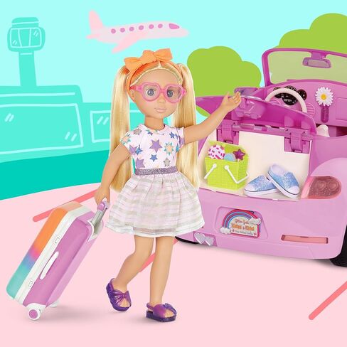 Glitter Girls – Suitcase & Fashion Set – Luggage with 3 Mix & Match Outfits & Heart Glasses – Rainbow Pajama, Swimsuit, Star-Print Dress – 14-inch Doll Clothes & Accessories for Kids Ages 3 and Up in Saudi Arabia