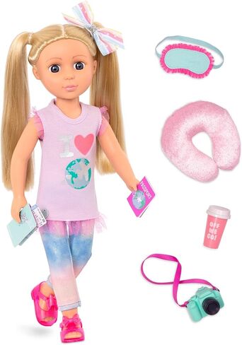 Glitter Girls – Suitcase & Fashion Set – Luggage with 3 Mix & Match Outfits & Heart Glasses – Rainbow Pajama, Swimsuit, Star-Print Dress – 14-inch Doll Clothes & Accessories for Kids Ages 3 and Up in Saudi Arabia