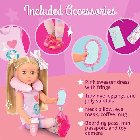 Glitter Girls – Suitcase & Fashion Set – Luggage with 3 Mix & Match Outfits & Heart Glasses – Rainbow Pajama, Swimsuit, Star-Print Dress – 14-inch Doll Clothes & Accessories for Kids Ages 3 and Up in Saudi Arabia