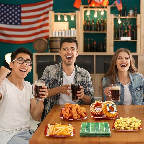 Zhehao 72 Pcs Football Party Supplies Set Serve 36, 7" Square Paper Dessert Plates and Napkins Football Disposable Dinnerware Decoration for Football Party Game Day Sports Game Birthday Decoration in Saudi Arabia