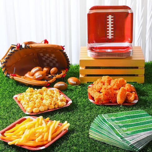 Zhehao 72 Pcs Football Party Supplies Set Serve 36, 7" Square Paper Dessert Plates and Napkins Football Disposable Dinnerware Decoration for Football Party Game Day Sports Game Birthday Decoration in Saudi Arabia