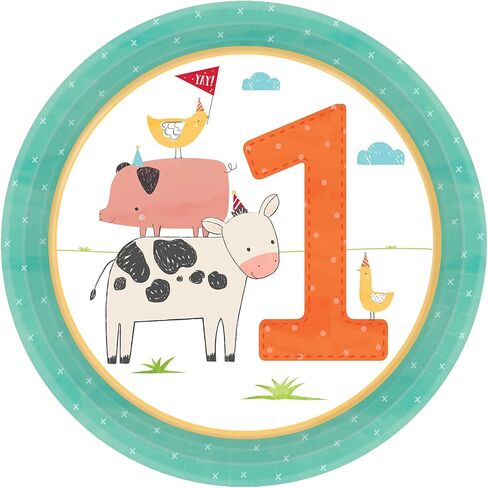 لوحات عيد ميلاد AMSCAN BARNYARD الأولى ، 7 "(8 حزم)-لوحات حزبية نابضة ودائمة ، مثالية للاحتفالات ذات طابع المزرعة للأطفال in Saudi Arabia