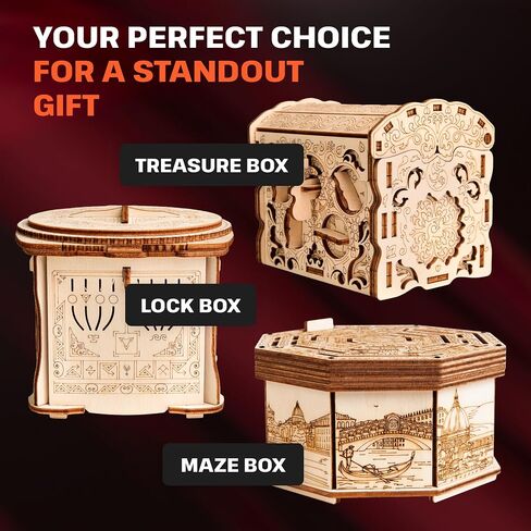 ESC WELT Wooden Secret Lock Box - Creative Gift Box for Money, Vouchers, Gift Cards - 3D Wooden Box Game - Gift Box Riddle Game - Gift Box for Teens and Adults - 3D Wooden Puzzle in Saudi Arabia