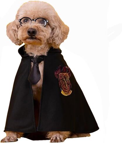 Aniac 3pcs Halloween Dog Costume Cat Wizard Cape Glasses and Necktie Stet Halloween Puppy Outfit Pet Magician Cosplay Apparel for Hitten Cat Small Dog (Medium ، Black) in Kuwait