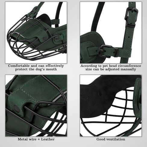 OOPSDOGGY Metal Pitbull Dog Muzzle Leather Leather Leather Scaze Secure Cazzle للكلاب الكبيرة الحجم Amstaff Soft Cage Mazzle لمنع مضغ العض بأشرطة قابلة للتعديل (أسود ، بيتبول) in Kuwait
