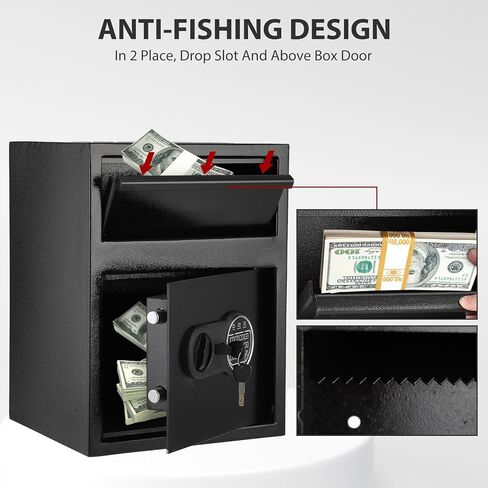 1.9 Cu Ft Heavy Duty Drop Safe for Business With Digital Keypad, Depository Safe for Money with Drop Slot, 11.7"D x 13.4"W x 9.8"H, Office Safe Box for Money and Mail, Black in Kuwait