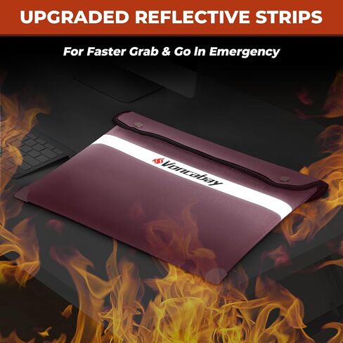 Voncabay Upgraded 6400°F Fireproof Waterproof Document Bag, Fireproof Money Bag for Cash with Zipper and Reflective Strips, 14.2" X 11" Fireproof Document Holder Pouch for Cash & Document Safe （Pink） in Saudi Arabia
