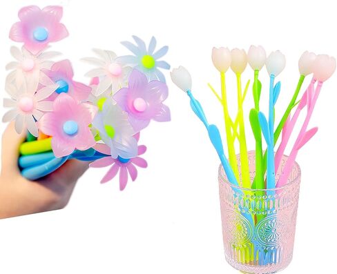YYaaloa 20PCS Color Changing Flower Pens Novely Fun Gel Ink Pen 10 styles Bulk for Birthday Party Favors School Classroom Office Girls Presents (20pcs mixed) in Kuwait