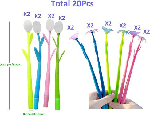 YYaaloa 20PCS Color Changing Flower Pens Novely Fun Gel Ink Pen 10 styles Bulk for Birthday Party Favors School Classroom Office Girls Presents (20pcs mixed) in Kuwait