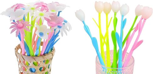 YYaaloa 20PCS Color Changing Flower Pens Novely Fun Gel Ink Pen 10 styles Bulk for Birthday Party Favors School Classroom Office Girls Presents (20pcs mixed) in Kuwait
