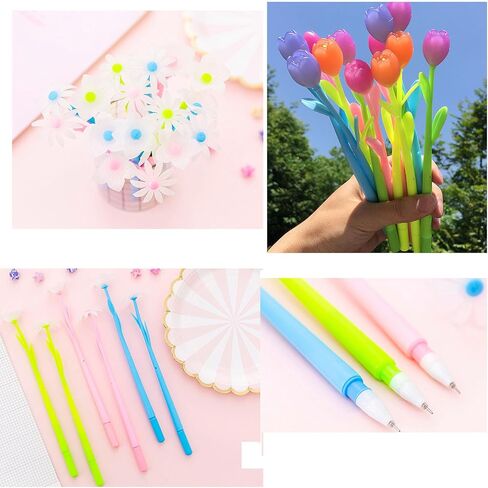 YYaaloa 20PCS Color Changing Flower Pens Novely Fun Gel Ink Pen 10 styles Bulk for Birthday Party Favors School Classroom Office Girls Presents (20pcs mixed) in Kuwait