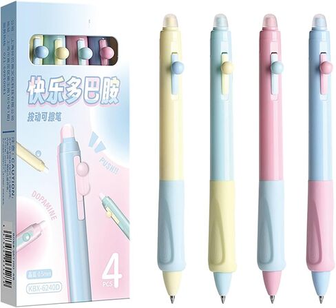 4 Pcs Erasable Gel Ink Pens Retractable Pens Cute Pens 0.5mm Fine Point Pen Office Writing Pens School Pens Women Girls Boys Pens (Blue Ink-Pastel) in Kuwait