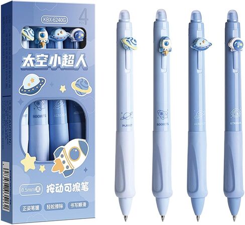 4 Pcs Erasable Gel Ink Pens Retractable Pens Cute Pens 0.5mm Fine Point Pen Office Writing Pens School Pens Women Girls Boys Pens (Blue Ink-Pastel) in Kuwait