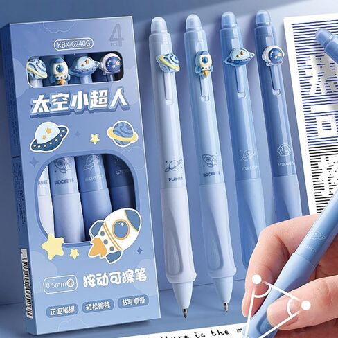 4 Pcs Erasable Gel Ink Pens Retractable Pens Cute Pens 0.5mm Fine Point Pen Office Writing Pens School Pens Women Girls Boys Pens (Blue Ink-Pastel) in Kuwait