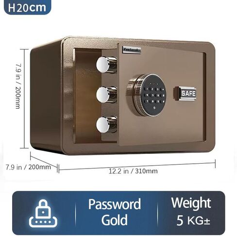 Small Safe, Lock Box for Money, Jewelry, Documents and Guns, 0.5 Cubic Feet Digital Security safes for Home, Hotel, or Business, brown, 11.8" L x 7.9" W x 7.9" H in Kuwait