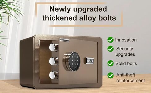 Small Safe, Lock Box for Money, Jewelry, Documents and Guns, 0.5 Cubic Feet Digital Security safes for Home, Hotel, or Business, brown, 11.8" L x 7.9" W x 7.9" H in Kuwait