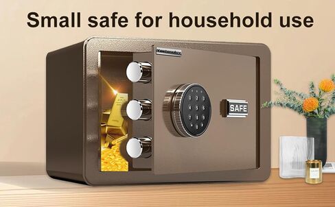 Small Safe, Lock Box for Money, Jewelry, Documents and Guns, 0.5 Cubic Feet Digital Security safes for Home, Hotel, or Business, brown, 11.8" L x 7.9" W x 7.9" H in Kuwait