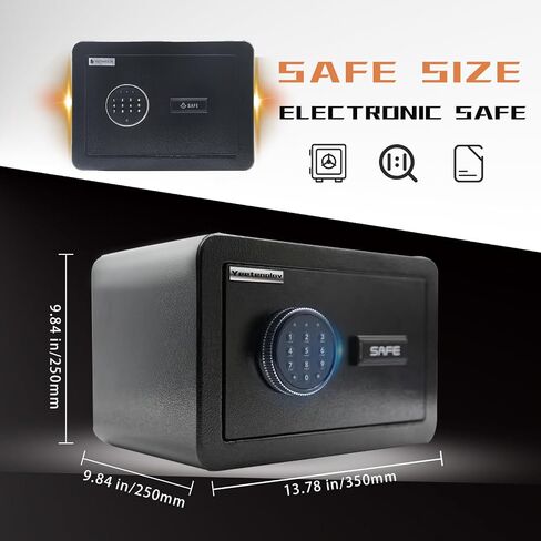 Small Safe, Lock Box for Money, Jewelry, Documents and Guns, 0.5 Cubic Feet Digital Security safes for Home, Hotel, or Business, brown, 11.8" L x 7.9" W x 7.9" H in Kuwait