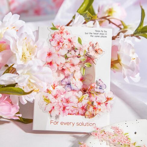 180pcs ملصقات سجل قصاصات Pet Garden Peet Garden ، Cherry Lilac Peony Tulip Rose Rose Wildflower. in Kuwait