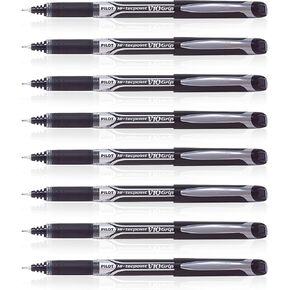 Pilot 019589 Hi-Tecpoint V10 Grip Pen (Black - Pack of 8)