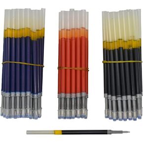 Maydahui 100 PCS Gel Pen Refills 3 Colour Black Blue Red Ink Metal Tip Bullet 5 mm Aperture for School Student Office