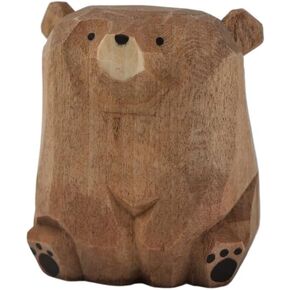 1Pcs Wooden Bear Figurines Wood Crafts Carved Wooden Bears Bear Figurines Home Decor Polar Bear Decor Hanging Ornaments Car Mirror Hanging Accessories