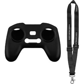 BTG Silicone Sleeve Protective Cover & Lanyard Neck Strap for DJI Avata/Avata 2 / FPV Combo Remote Controller 3 2 Accessories (Black)