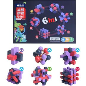 7 in 1 Brain Teaser Metal & Wooden Puzzles for Adults Kids, 3D Coil Cast Wire Chain and Wooden Unlock Interlock Puzzle, Mind IQ Logic Puzzles Games Toys for Teens, Great Gifts Set for Kids Ages 8+