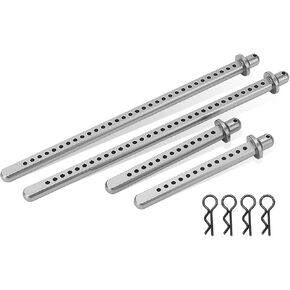 4Pcs Aluminum Alloy Front Rear Extended Body Post Mount RC Accessories for Axial SCX10 90046 1/10 RC Car with R Clips with Multiple Positioning Holes