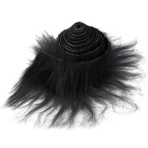 Shaggy Plush Faux Fur Fabric 2"x70"Fake Fur Fabric Black White Fur Decoration Faux Fur Ribbon Craft Fur for Gnomes Beard Hair Cosplay Decoration Crafts (Black)