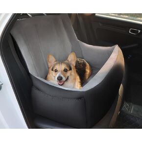 Pecute Dog Car Seat for Small Medium Dogs, Washable Pet Booster Seat with Clip-On Seat Belt, Detachable Travel Bed for Cars, Black