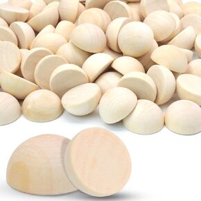 150Pcs Half Wooden Beads, 25 mm Split Wood Balls Unfinished Half Wood Sphere, Decorative Circle Wood Bead Trim for DIY Crafts, Home Party Ornament