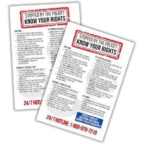 Know Your Rights When Stopped by the Police 30pk 4x6" Postcard Wallet Travel Carry Size Law Enforcement Guide Legal Questions