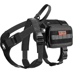 OneTigris Service Dog Vest Harness, Service Dog Cape Guardian Dog Molle Backpack with Pouches for Medium and Large Dogs (Black, M)