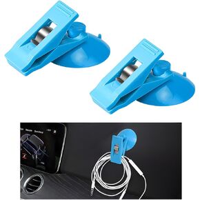 2 PCS Suction Cup Card Bill Clip, Sun Shade Reusable Advertising Clip with Suction Cup, Multiple Purpose Suction Cup Fixed Cloth Clip Ticket Paper Clamp for Car Office Home (Blue)