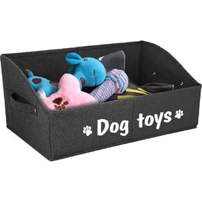 PET ARTIST Sturdy Collapsible Dog Organization and Storage Basket Accessible,Cute Dog Toy Storage with Handles,Dog Toy Box Bin Large for Chew Toys,Clothes,Squeak Toys,Brown