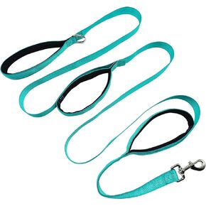 8 ft Three Handle Dog Leash, Strong Nylon Reflective Triple Handle Dog Lead, 3 Traffic Handle Leash for Medium Large Dogs Walking Control Safety Training (Turquoise)