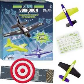 Creativity for Kids Stunt Squadron Glow-in-The-Dark Foam Fliers - Create 3 Foam Airplane Toys, STEM Kits for Kids Ages 5-8+, Craft and Science Kits for Kids, Toys for Boys and Girls