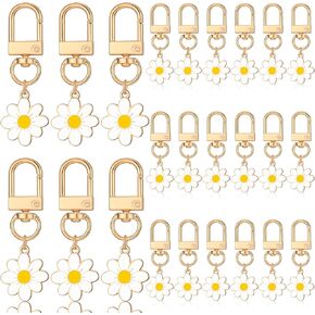 24 Pcs Flower Keychain Cute Handbag Key Chain Bulk Aesthetic Key Ring Charms for Handbags Purse Accessories