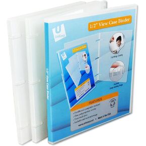 UniKeep 3 Ring View Binder - Binder Case is Fully Enclosed - Available in White, Clear, or Black and in Various Spine Widths (Pack of 3, White, 1.5 Inch)