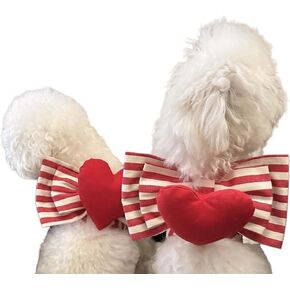 Fladorepet 2pcs Dog Harness مجموعة مقود ، زي قلب حلو ، ملابس ملابس ، ملابس عيد الميلاد للحيوانات الأليفة هدية للكلاب الصغيرة (الأحمر ، م)
