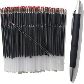 100 Pack 0.7 Ball Pen Refills,Retractable Ball Point Pen Refill,Black Ball Point Pen Refills, 4.2 inch/107mm,Send 1 Extra Ballpoint Pen.Smooth Writing.
