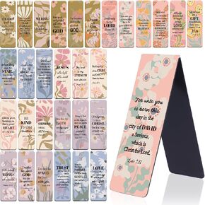 Bible Verse Magnetic Bookmarks, 30 Pcs Christian Religious Scripture Bookmarks for Reading Lovers, Inspirational Church Supplies, Christian Art Motivational Prayer Gifts, Vintage